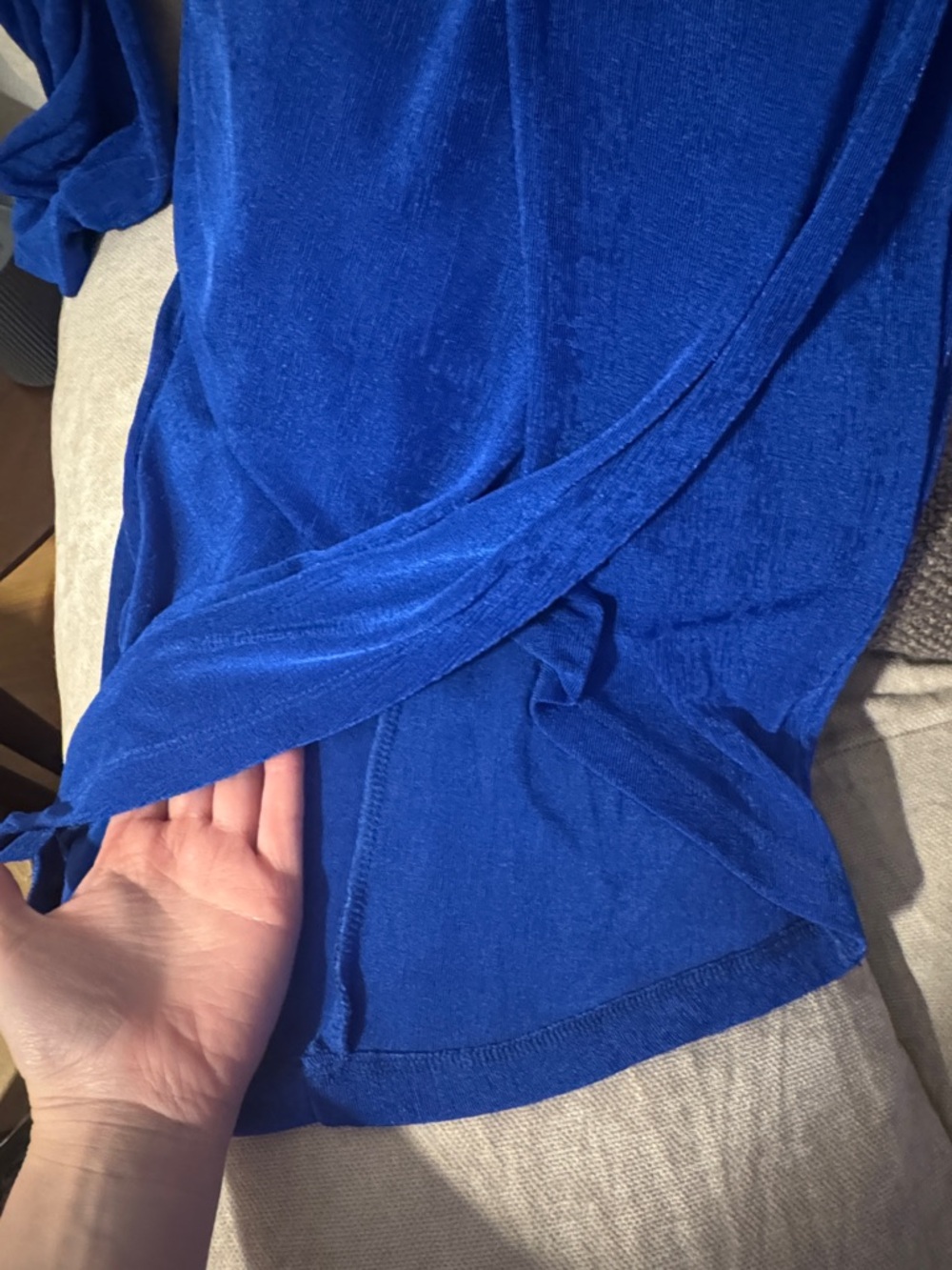 Hello Molly “Jessie” Blue Long Sleeve Plunge V Neck Sexy Asymmetrical Mini Dress - Picture 6 of 6